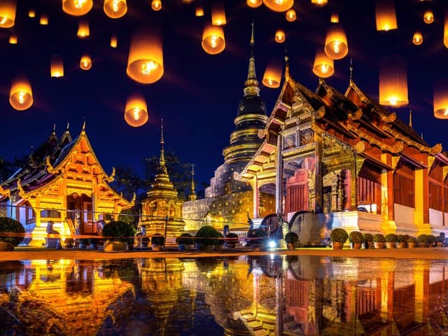 Tailandia festival das lanternas templo wat phra singh